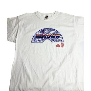 Motown Museum Detroit Map T-shirt Blue Size Large White Short Sleeved KC